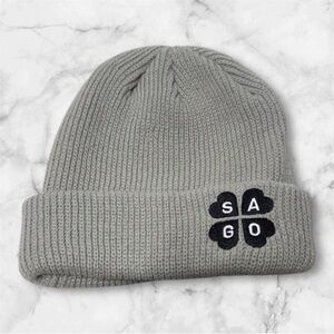 SAGO Gray Knit ribbed Beanie with Logo